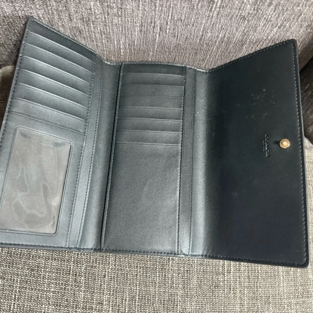 Coach Black and Brown Signature Trifold Wallet - Picture 4 of 4